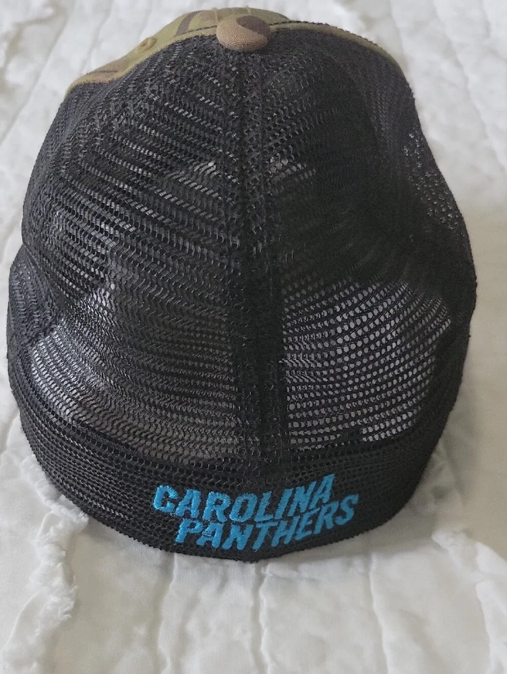 NFL Carolina Panthers Camo Trucker Style Hat One Size Stretch Fit NWOT